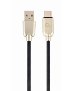 GEMBIRD CABLEXPERT Kabel USB 2.0 AM na Type-C kabel (AM/CM), 2m, pogumovaný, černý, blister, PREMIUM QUALITY