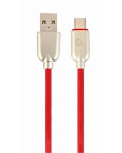 GEMBIRD CABLEXPERT Kabel USB 2.0 AM na Type-C kabel (AM/CM), 2m, pogumovaný, červený, blister, PREMIUM QUALITY