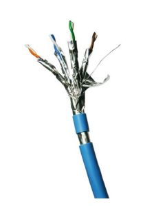 DATACOM F/FTP drát CAT6A LSOH,Eca 500m cívka, plášť modrý
