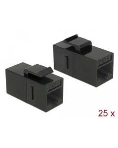 Delock Keystone Modul RJ45 jack > RJ45 jack Cat.6 UTP černý 25 ks