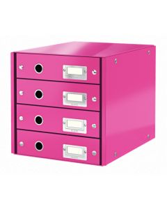 LEITZ Zásuvkový box  Click&Store, 4 zásuvky, růžová