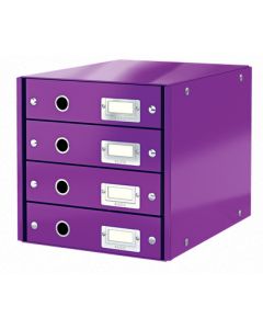 LEITZ Zásuvkový box  Click&Store, 4 zásuvky, purpurová