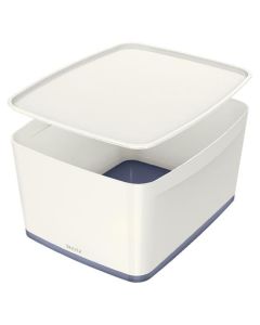 LEITZ Úložný box s víkem  MyBox, velikost L, bílá/šedá