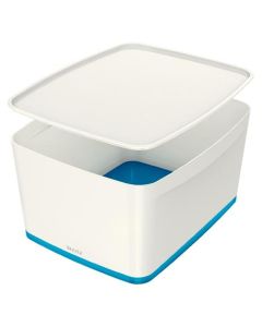 LEITZ Úložný box s víkem  MyBox, velikost L, bílá/modrá