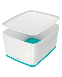 LEITZ Úložný box s víkem  MyBox, velikost L, bílá/ledově modrá