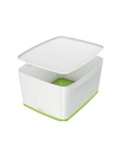 LEITZ Úložný box s víkem  MyBox, velikost L, bílá/zelená