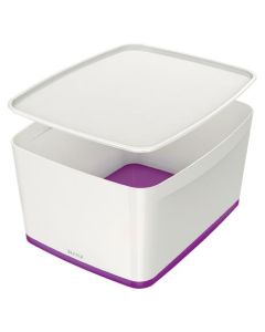 LEITZ Úložný box s víkem  MyBox, velikost L, bílá/fialová