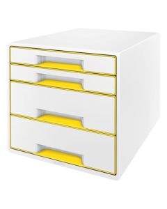 LEITZ Zásuvkový box  WOW CUBE, 4 zásuvky, bílá/žlutá