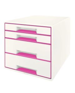 LEITZ Zásuvkový box WOW CUBE, 4 zásuvky, růžová