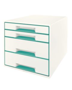 LEITZ Zásuvkový box  WOW CUBE, 4 zásuvky, ledově modrá
