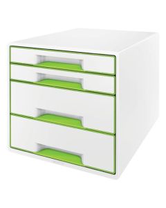 LEITZ Zásuvkový box  WOW CUBE, 4 zásuvky, bílá/zelená
