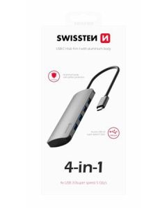 SWISSTEN USB-C HUB 4-IN-1 (4x USB 3.0) ALUMINIUM