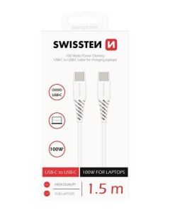 SWISSTEN DATOVÝ KABEL TPE USB-C/USB-C POWER DELIVERY 5A (100W) 1,5 M BÍLÝ