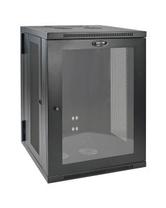 Skříň SmartRack 18U, Š=600mm, Hl=550mm, hloubka pro přepínače, prosklené dveře, montáž na stěnu