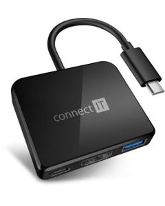 CONNECT IT USB-C hub, 3v1 (USB-C,USB-A,HDMI), externí, ČERNÝ
