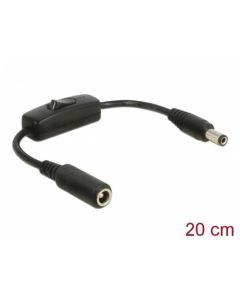 Delock Kabelový adaptér DC 5,5 x 2,5 mm samec > DC 5,5 x 2,5 mm samice s vypínačem 20 cm