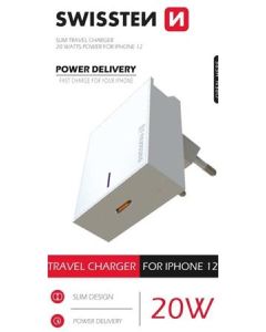 SWISSTEN SÍŤOVÝ ADAPTÉR PD 20W FOR IPHONE 12 BÍLÝ