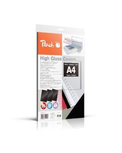 PEACH vazací zadní obaly,  A4 250gsm, černé, vysoký lesk, 25 ks