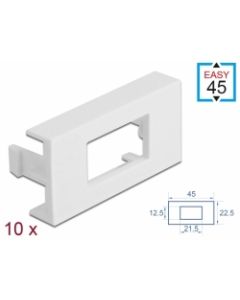 Delock Destička modulu Easy 45, obdélníková, s výřezem 12,5 mm x 21,5 mm, 45 x 22,5 mm, 10 ks, bílá