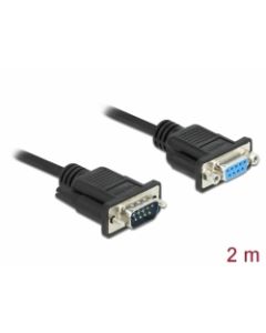 Delock Sériový kabel rozhraní RS-232 Sub-D9, ze zástrčkového na zásuvkový, délky 2 m, null modem