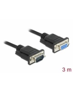 Delock Sériový kabel rozhraní RS-232 Sub-D9, ze zástrčkového na zásuvkový, délky 3 m