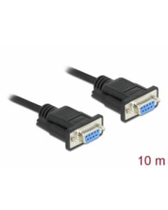 Delock Sériový kabel rozhraní RS-232 Sub-D9, ze zásuvkového na zásuvkový, délky 10 m, null modem