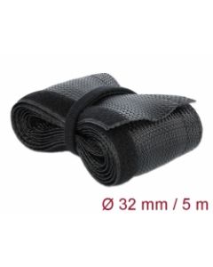 Delock Pletené opláštění na suchý zip 5 m x 32 mm, černé