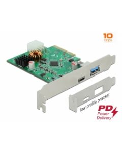 Delock Karta PCI Express x4 na 1 x externí USB Type-C™ samice s funkcí PD + 1 x externí USB Typu-A samice SuperSpeed USB