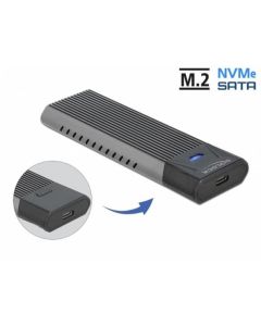Delock Externí kombinované pouzdro USB Type-C™ pro M.2 NVMe PCIe nebo pro SATA SSD - beznástrojové