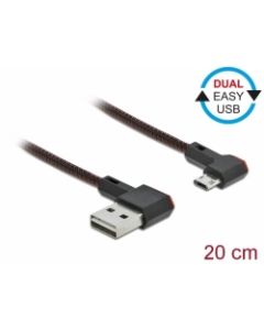 Delock Kabel EASY-USB 2.0 Typ-A samec na EASY-USB Typ Micro-B samec pravoúhlý levý / pravý 0,2 m černý