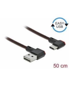 Delock Kabel EASY-USB 2.0 Typ-A samec na USB Type-C™ samec pravoúhlý levý / pravý 0,5 m černý
