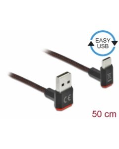 Delock Kabel EASY-USB 2.0 Typ-A samec na USB Type-C™ samec pravoúhlý nahoru / dolů 0,5 m černý