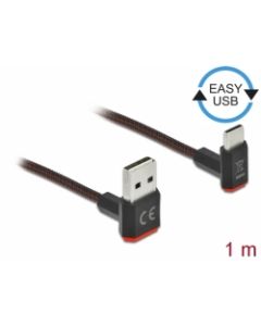Delock Kabel EASY-USB 2.0 Typ-A samec na USB Type-C™ samec pravoúhlý nahoru / dolů 1 m černý