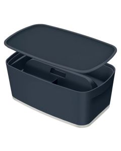 LEITZ Úložný box s víkem  MyBox Cosy + Organizér s držadlem, velikost S, sametová šedá