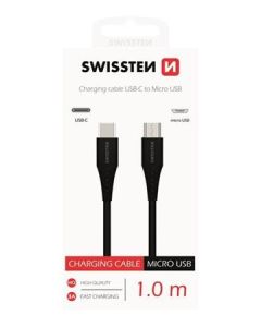 DATOVÝ KABEL SWISSTEN USB-C / MICRO USB 1,0 M ČERNÝ