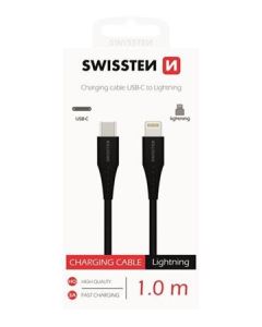 DATOVÝ KABEL SWISSTEN USB-C / LIGHTNING 1,0 M ČERNÝ