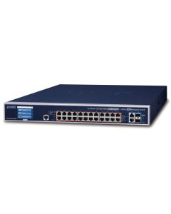 Planet GS-6320-24UP2T2XV L3 switch, 24x1Gb, 2x10Gb, 2x10Gb SFP+, 24x PoE 802.3bt 600W, 2x power-in, touch LCD