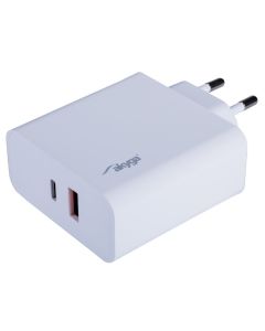 TRX Akyga AK-CH-15 USB nabíječka 220V/ 5-20V/ 65W/ USB-C + USB-A/ PD 3.0/ QC 3.0/ AFC/ FCP/ Apple 2.4A/ PPS/ bílá