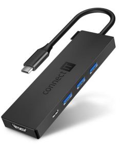 CONNECT IT USB-C hub, 5v1 (USB-C,3xUSB-A,HDMI), externí, ANTRACITOVÝ