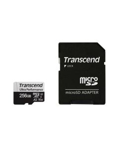 Transcend 256GB microSDXC 340S UHS-I U3 V30 A2 3D TLC (Class 10) paměťová karta (s adaptérem), 160MB/s R, 125MB/s W