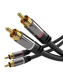 PremiumCord HQ stínený kabel 2x CINCH-2x CINCH M/M 5m