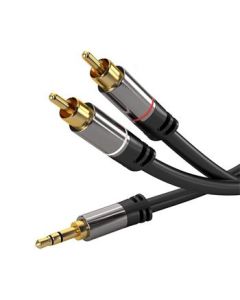 PremiumCord HQ stínený kabel stereo Jack 3.5mm-2xCINCH M/M 5m