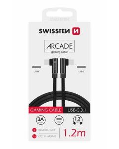 SWISSTEN TEXTILNÍ DATOVÝ KABEL ARCADE USB-C / USB-C 1,2 M ČERNÝ