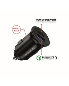 SWISSTEN CL ADAPTÉR POWER DELIVERY USB-C + QUICK CHARGE 3.0 36W METAL ČERNÝ