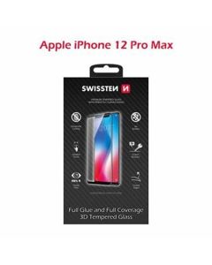 SWISSTEN OCHRANNÉ SKLO ULTRA DURABLE 3D APPLE IPHONE 12 Pro Max ČERNÉ