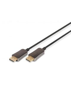 Digitus DisplayPort AOC hybridní připojovací kabel M/M, 20m, UHD 8K@60Hz, CE, zlato, bl
