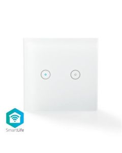 Nedis WIFIWS20WT - SmartLife nástěnný vypínač | Wi-Fi | Dvojitý | Nástěnný Držák | 86 mm | 86 mm | 1000 W | Android &  iOS | Bílá