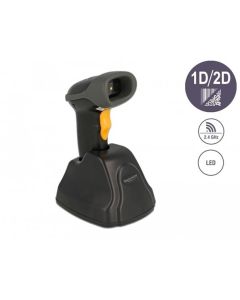 Delock Čtečka čárových kódů 2,4 GHz, 1D a 2D, s nabíjecí stanicí