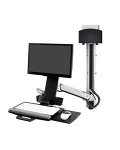 ERGOTRON StyleView® Sit-Stand Combo System, Small CPU Holder (aluminum), držák na zeď, monitor/pc/myš/klávesnice/skener