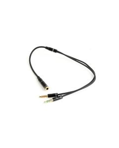 GEMBIRD CABLEXPERT Kabel rozdvojka jack 3,5mm (4 pólový) na 2x3,5mm F/M, kovové koncovky, 20cm, černý